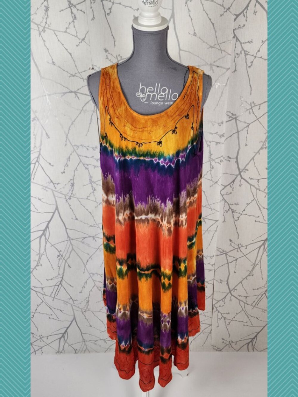 Papa Vancouver Rainbow Tie Dye Round Neck Flowy Swing Dress